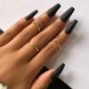 BLACK COFFIN Press-On Nails by Lavaa Beauty | Long Coffin | Matte Black Coffin Nails view 1
