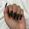 BLACK COFFIN Press-On Nails by Lavaa Beauty | Long Coffin | Matte Black Coffin Nails view 4