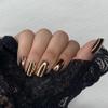 GOLDIE Press-On Nails by Lavaa Beauty | Medium Square | Gold Chrome Square Nails view 3