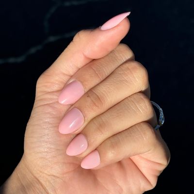 MADEMOISELLE Press-On Nails by Lavaa Beauty | Short Round | Baby Pink Sheer Glazed Almond Nails