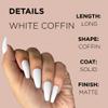WHITE COFFIN Press-On Nails by Lavaa Beauty | Long Coffin | Matte White Coffin Nails view 4