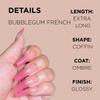 BUBBLEGUM FRENCH Press-On Nails by Lavaa Beauty | Extra-Long Coffin | Glossy Pink French Ombr Nails view 4