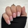NEUTRAL BADDIE Press-On Nails by Lavaa Beauty | Short Square Press-On Nails | Glitter French Tip on Nude/Pink Base view 1