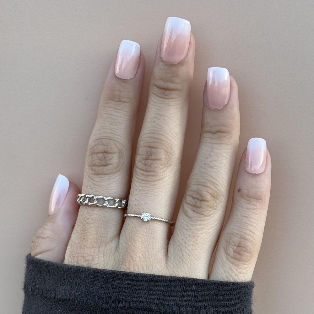 NUDE MOOD Press-On Nails by Lavaa Beauty | Short Square | Ombr French Glossy Square Nails