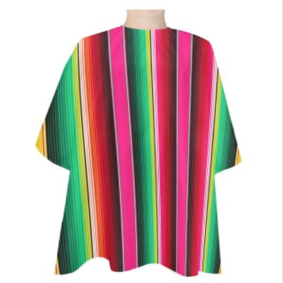 Abstract Rainbow Stripes Barber Cape for Men/Women, Hair Cutting Cape with Adjustable Snap Closure, Ethnic Mexican Vibrant Colored Haircut Cape Professional Salon Capes for Hair Stylist 55"x63"