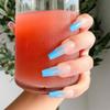 OCEAN FLAME Press-On Nails by Lavaa Beauty | Extra-Long Coffin | Blue Flame Tip Design view 3