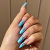 OCEAN FLAME Press-On Nails by Lavaa Beauty | Extra-Long Coffin | Blue Flame Tip Design view 4
