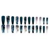 24 Pcs Press on Nails Long Coffin Dark Blue Glossy Fake Nails Purple Gradient Matte Full Cover False Nails with Color Rhinestone and Gold Sequins Designs Extra Long Glue on Nails Acrylic Nails for Wom view 4