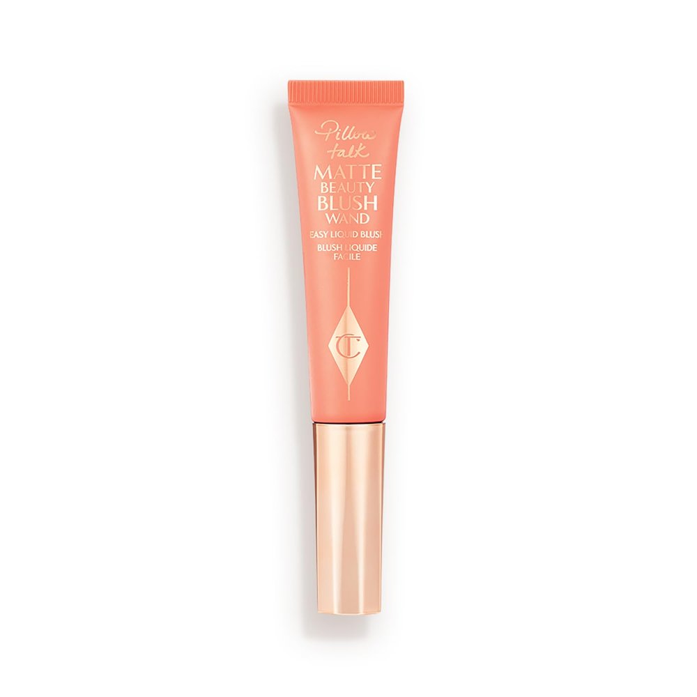 Charlotte Tilbury Pillow Talk Matte Liquid Blush Wand - Matte Blush for Cheeks with Cushion Applicator - Infused with Lumi-Blur Technology for a Light-Reflecting, Soft-Focus Effect - Peach Pop