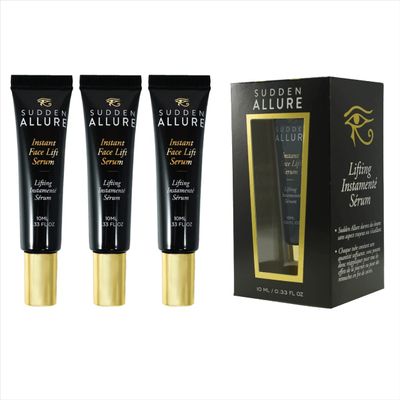 Sudden Allure Instant Face Lift Serum  Erase Under Eye Bags & Wrinkles in 60 Seconds - Firming Face & Eye Serum Cream - Instantly Tighten & Reduce Eye Bags & Crows Feet | Made in USA (10 ml, 3 Pack)