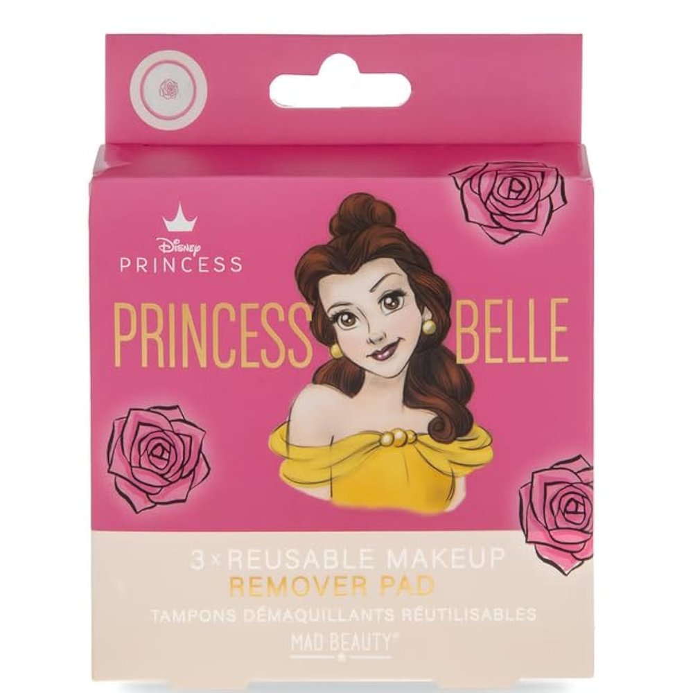 Disney Princess Beauty & The Beast Belle Reusable Makeup Remover Pads (3-Pack) - Mad Beauty - Novelty Beauty, Cosmetic, and Skincare Gifts for Women, Adults, and Kids