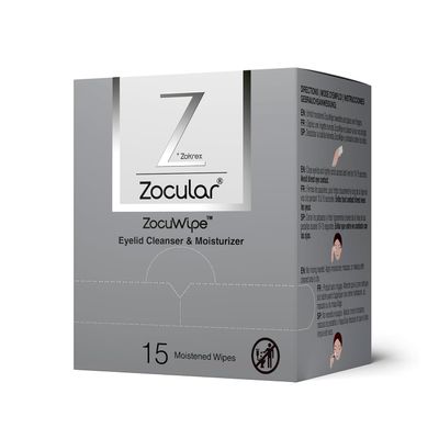 Zocular ZocuWipe Eyelid Cleansing Wipes with Natural Okra Complex Gentle Daily Eyelid Cleanser & Moisturizing Pads Makeup Remover & Eye Hygiene Wipes 15 Count