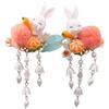 2Pcs Bunny Hair Clips Plush Ball Hair Barrettes Tassel Easter Chinese Hair Accessories for Women Girls view 1