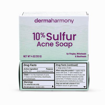 Dermaharmony 10% Sulfur Acne Bar Soap (4 oz) - 2 Bars