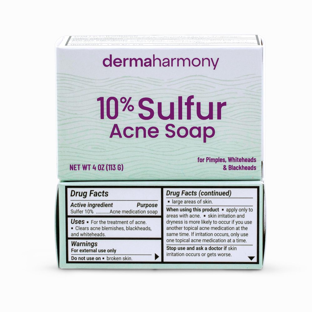 Dermaharmony 10% Sulfur Acne Bar Soap (4 oz) - 2 Bars