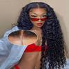 28 Inch Glueless Wigs Human Hair Pre bleached Knots Wear and Go Deep Wave 7X5 No Glue HD Lace Wig, Glueless Wig Pre Plucked, 15 Seconds Wear Complete Lace Pre Cut Wig Natural black 200% Density view 1