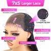 28 Inch Glueless Wigs Human Hair Pre bleached Knots Wear and Go Deep Wave 7X5 No Glue HD Lace Wig, Glueless Wig Pre Plucked, 15 Seconds Wear Complete Lace Pre Cut Wig Natural black 200% Density view 3