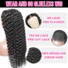 22 Inch Wear and Go Glueless Wigs Human Hair Bye Bye Knots Deep Wave HD 7X5 No Glue Lace Wig, Glueless Wig Pre Plucked, 15s Wear Complete Wear and Go Wig Pre Cut Lace Wig Natural black 200% Density view 3