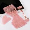 ideayard Rose Quartz Eye Mask & Face Roller and Gua Sha 3-in-1, Real Natural AAA Rose Quartz for Skin Care SPA Facial view 1