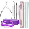 FANDAMEI Manicure and Pedicure Tools Kit, Manicure Kit, Nail Files 100/180, Nail Buffer Block, Nail Cuticle Nippers, Cuticle Pusher, Cuticle Peeler, Ingrown Toenail Tool, Toenail File, Purple view 1