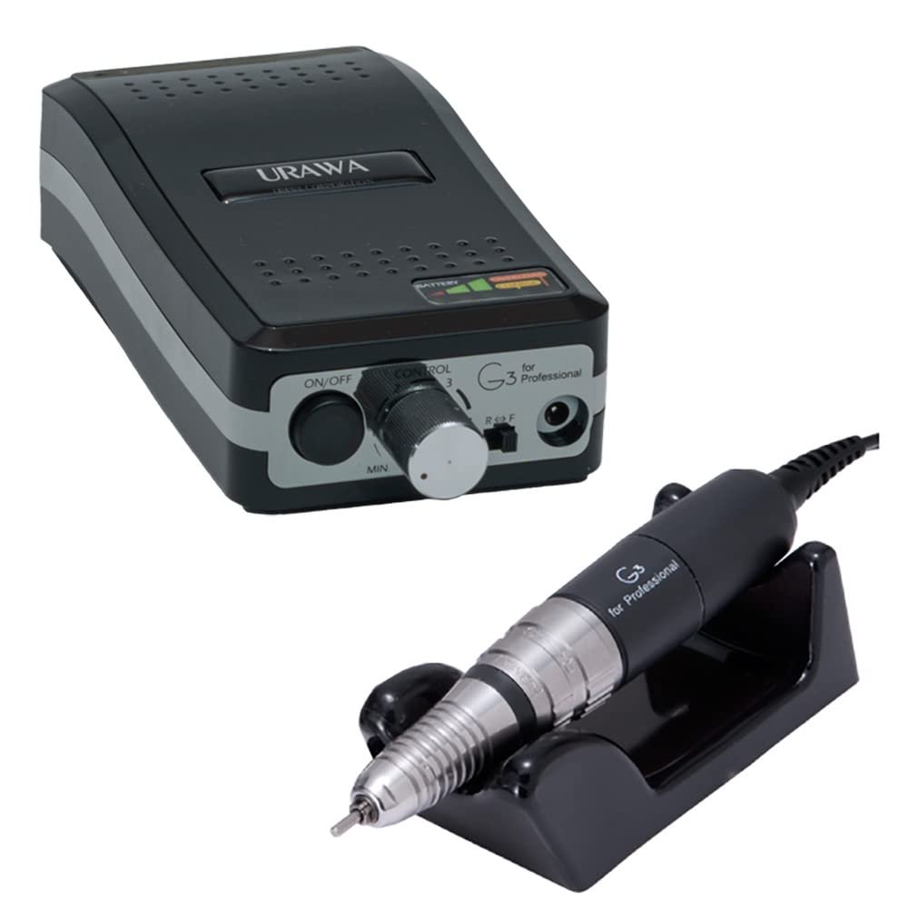 [Upower] G3 Professional Nail Drill Machine, 20000 RPM Electric File for Nails, Rechargeable Portable Nail Machine, Low Noise & Low Vibration (Made in Japan) Produced by URAWA Corp. [Black]