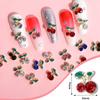 Nail Art Rhinestones Gold 3D Cherry Nail Charms, 60Pcs Cherry Crystal Diamond Fruit Charm for Nails Design Metal Alloy Rhinestone Jewelry DIY Crafts Supply(6 Colors,Cherrys) view 3