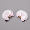 1 Pair Handmade Bear-Ear Hair Clip Plush Bear Ears Hair Barrettes Faux Fur Bow Bear Ears Hairpins Sweet Bowknot Hairpins Cute Barrette Cosplay Props Hair Accessories, White Ear Pink Bow view 2