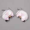 1 Pair Handmade Bear-Ear Hair Clip Plush Bear Ears Hair Barrettes Faux Fur Bow Bear Ears Hairpins Sweet Bowknot Hairpins Cute Barrette Cosplay Props Hair Accessories, White Ear Pink Bow view 3