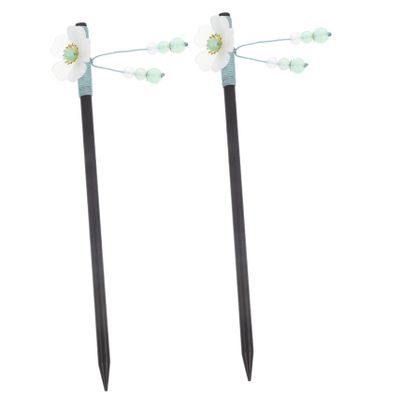 CALLARON 2pcs Floral Hair Chopstick Vintage Tassel Hair Bun Maker Elegant Headdress for Festivals Daily Use Natural Material for Secure Styling