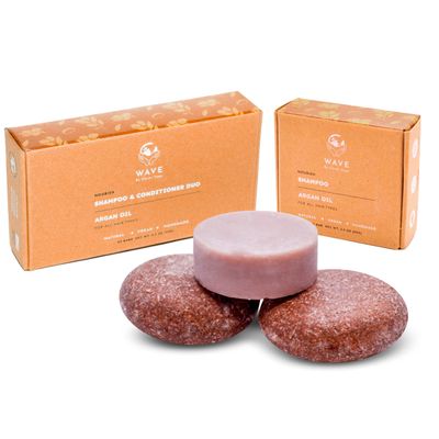 Argan Oil Shampoo and Conditioner Bar Set, with One Extra Shampoo Bar - 100% Vegan And Plastic Free Shampoo And Conditioner - Handmade in The USA. 2x Shampoo and 1x Conditioner.