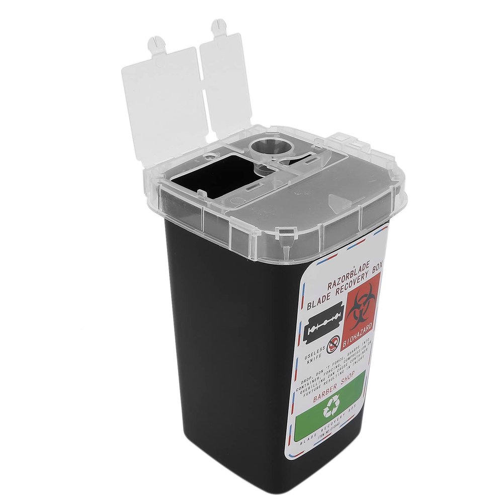 Blade Container, Shaving Blade Disposal Box, Disposal Blade Container, Disposal Blade Container Barbershop Hair Salon Shaving Knife Blade Disposal Collect Box (Black)