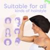 2 Premium Shower Cap for Women - 500+ Showers, 100% Waterproof, Double-Sided, For Long Hair & Great For Curls (Anti-Frizz) (Black & Purple) view 4