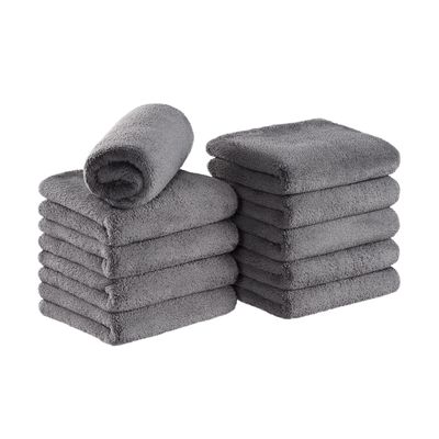 Arkwright Microfiber Coral Fleece Salon Towels - Pack of 10 - Bleach Safe Resistant, Absorbent Hair Drying Towel Set, Perfect for Resort, Hotel, and Spa, 16 x 27 in, Grey