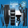 ChargeWorx Groom Essentials 26-Piece Pro Series Clipper Set, Complete Barber Kit, AC-Powered Hair Clipper with Quiet Motor, Includes 14 Trimming Guides, Neck Brush, Combs, Barber Cape, and Case view 3