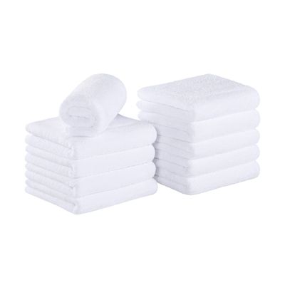 Arkwright Microfiber Coral Fleece Salon Towels - Pack of 10 - Bleach Safe Resistant, Absorbent Hair Drying Towel Set, Perfect for Resort, Hotel, and Spa, 16 x 27 in, White
