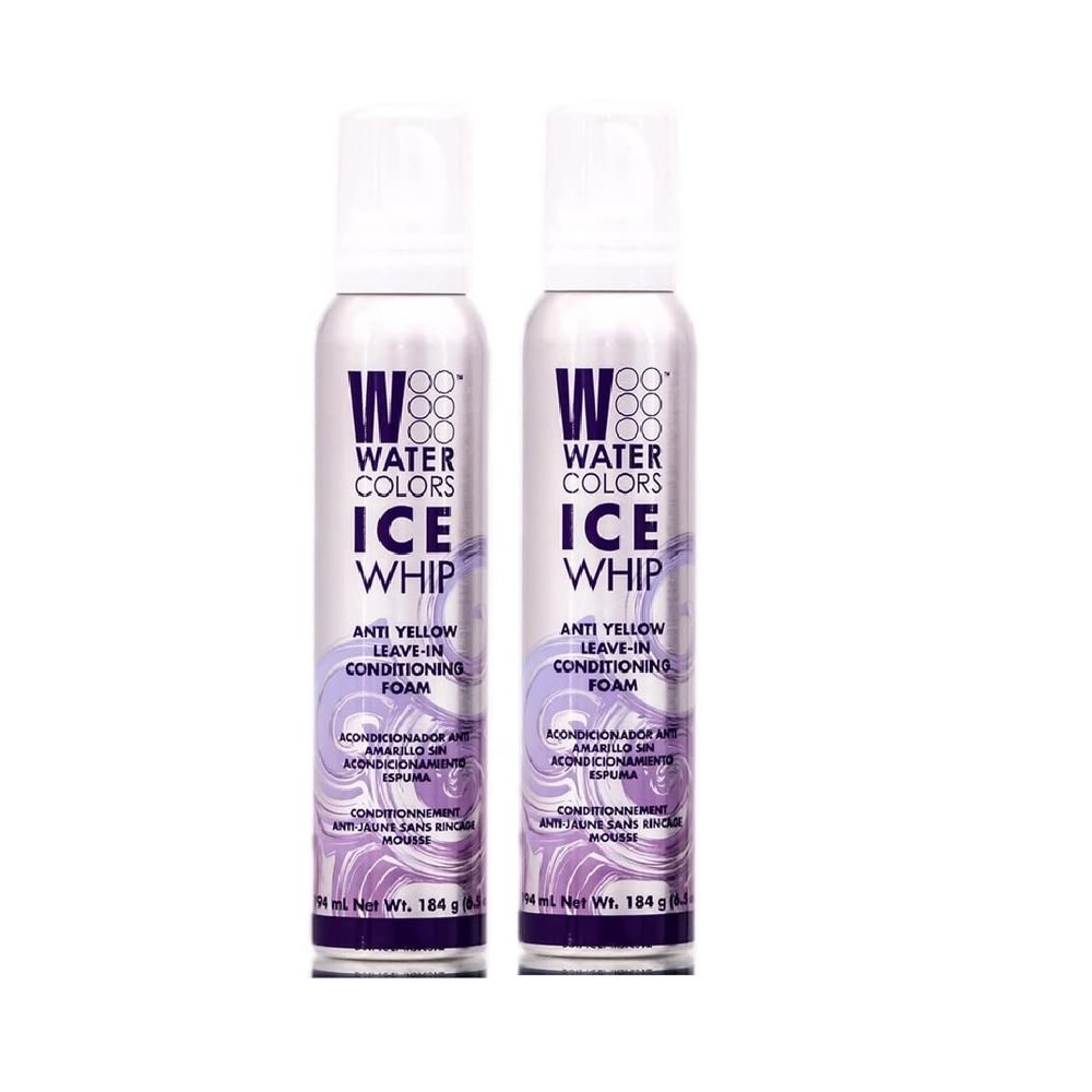 Watercolors ICE WHIP, Anti-Yellow Leave-In Conditioning Foam Hair Whipping Mousse, Violet Purple. (2 pack)
