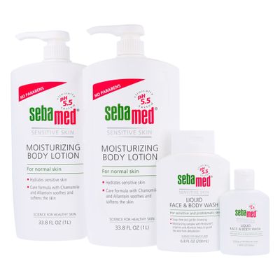 SEBAMED MOISTURIZING BODY LOTION WITH FACE & BODY WASH AND TRAVEL WASH