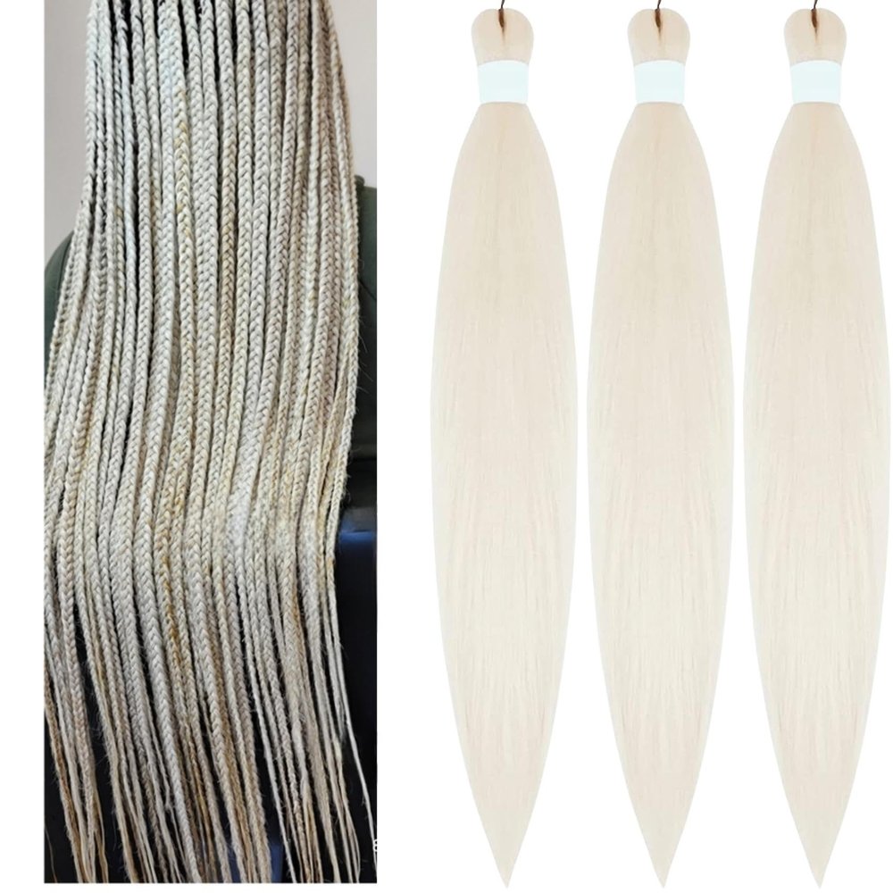 Blonde White 30 Inch Braiding Hair Prestretched Synthetic Yaki Ez Braid Braiding Hair