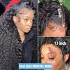 13x6 Deep Wave Lace Front Wigs Human Hair HD Lace frontal Curly Human Hair Wig for Black Women 180% Density Wet and Wavy Glueless Wigs Human hair Pre Plucked with Baby Hair view 4