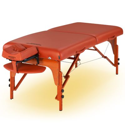 Master Massage 31" Santana Pro Portable Massage Table Package, Memory Foam Cushioning, Reiki Leg Panels, Mountain Red- Tattoo Table- Spa Bed- Folding Massage Table- Facial Bed with Ambient Light
