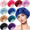 10 Pcs Satin Silk Bonnet for Sleeping Hair Bonnets for Women Curly Natural Hair Double Layer Reversible Adjustable Large Sleeping Caps with drawstring for Protection, 10 Colors view 1