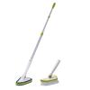 48'' Extendable Long Handle Scrub Cleaning Brush - Floor Scrubber with 1 Stiff Bristles & 1 Sponge Brush, Adjustable Lightweigh Detachable Kitchen Brush for Baseboard Shower Bathroom Bathtub Tile view 1