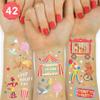 xo, Fetti Circus Party Temporary Tattoos - 42 Gold + Silver Foil Styles | Circus Birthday Party Supplies, Carnival Party Favors, Circus Animals Temp Tats, Clown Arts and Crafts view 1
