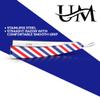 UM Supplies Straight Razors for Men  Professional Barber Straight Edge Razor Kit with 10 Replaceable Insert Single Edge Blades - Navajas Para Barbero Barber Pole Design (Red, White, Blue) view 3