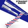 UM Supplies Straight Razors for Men  Professional Barber Straight Edge Razor Kit with 10 Replaceable Insert Single Edge Blades - Navajas Para Barbero Barber Pole Design (Red, White, Blue) view 4