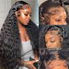 13x6 Deep Wave Lace Front Wigs Human Hair HD Lace frontal Curly Human Hair Wig for Black Women 180% Density Wet and Wavy Glueless Wigs Human hair Pre Plucked with Baby Hair view 1