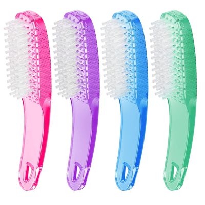 Larbois Nail Brush for Cleaning Fingernails, 4Pack Handle Grip Nail Brushes Fingernail Brush for Cleaning Nail Scrub Brush for Toes and Nails Women Men (Color3)
