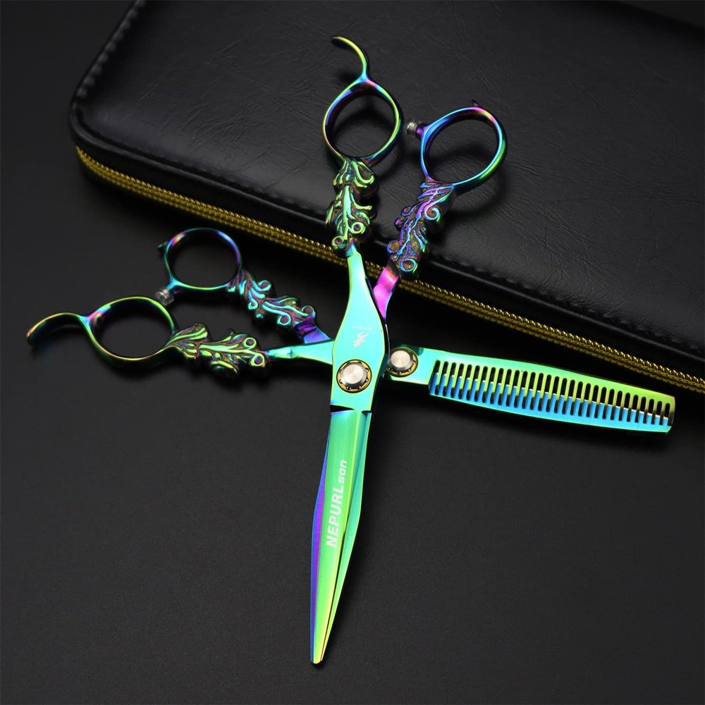 6.0 Inch Hair Cutting Scissors Set, Barber Hair Cutting & Thinning Shears Texturizing Scissors Set, Hair Cutting Scissors Thinning Shear Set, for Barber Or Home Use