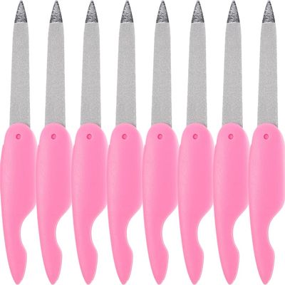Beavorty 8pcs Folding Nail Files Dual-Sided Metal Nail for Manicure and Pedicure and Washable for Home and Salon Use