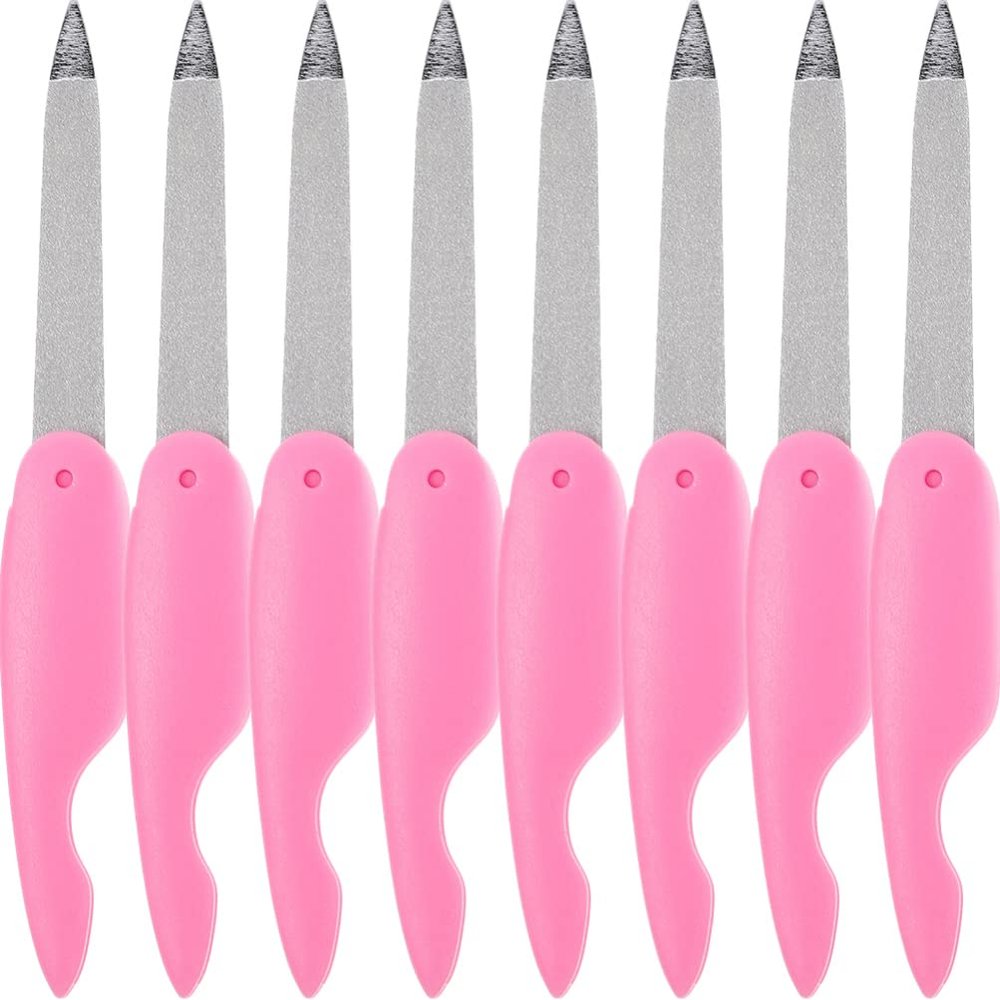 Beavorty 8pcs Folding Nail Files Dual-Sided Metal Nail for Manicure and Pedicure and Washable for Home and Salon Use